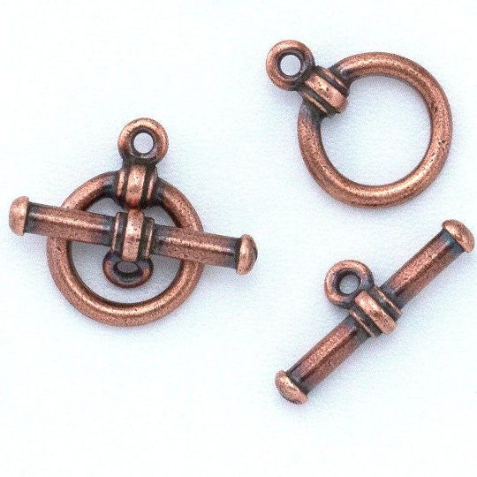 1 Simple Ball End Toggle Clasp - 12mm in Antique Copper, Antique Gold, Antique Silver or Gunmetal