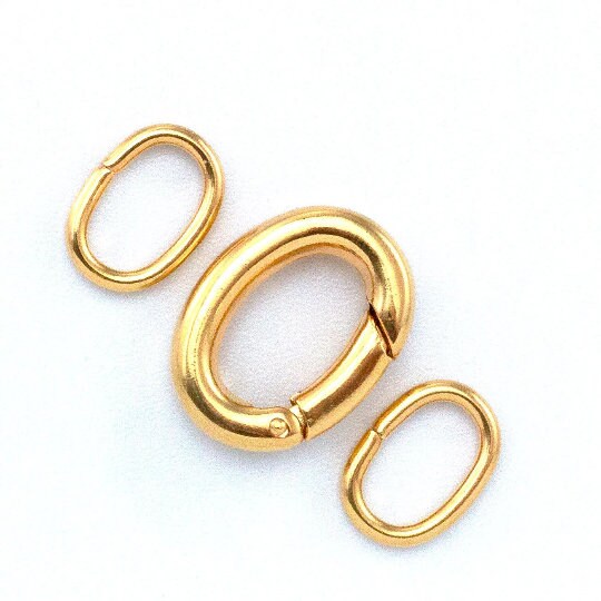 Triggerless Oval Clasp with 2 Matching Oval Jump Rings in 2 Sizes Gold Plate, Silver Plate, Gunmetal