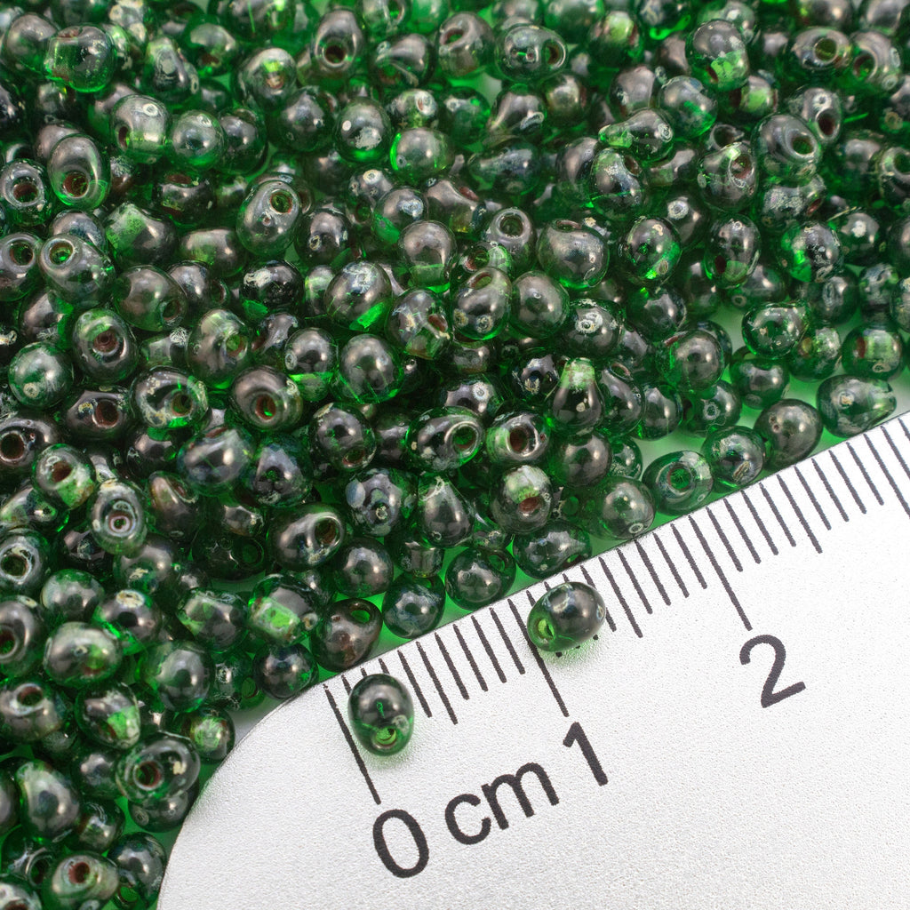Transparent Green Picasso Drop Glass Beads - 3.4mm Miyuki Seedbead - 100% Guarantee