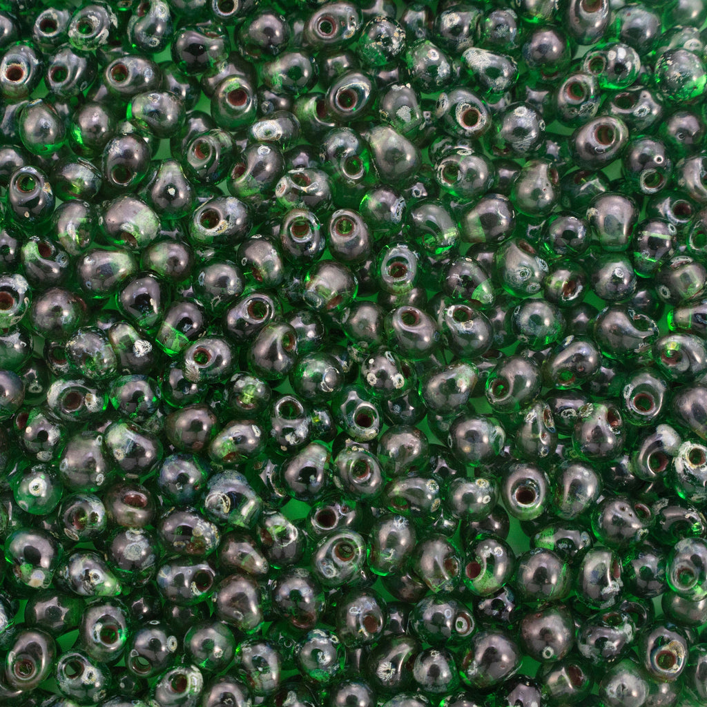 Transparent Green Picasso Drop Glass Beads - 3.4mm Miyuki Seedbead - 100% Guarantee