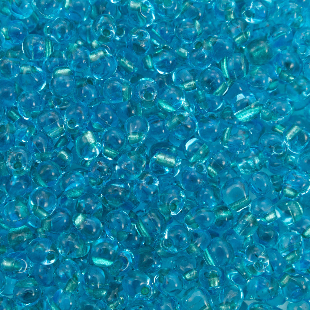 Sparkling Aqua Green Lined Aqua Fringe Glass Beads - 3.4mm Miyuki Tear Drops - 100% Guarantee