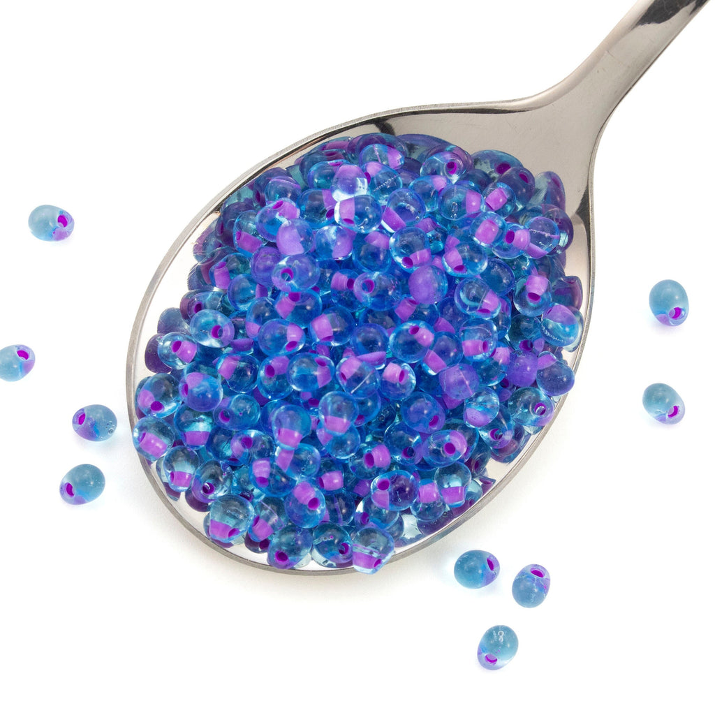 Lavender Lined Aqua Glass Drop Beads - 3.4mm Miyuki - 100% Guarantee