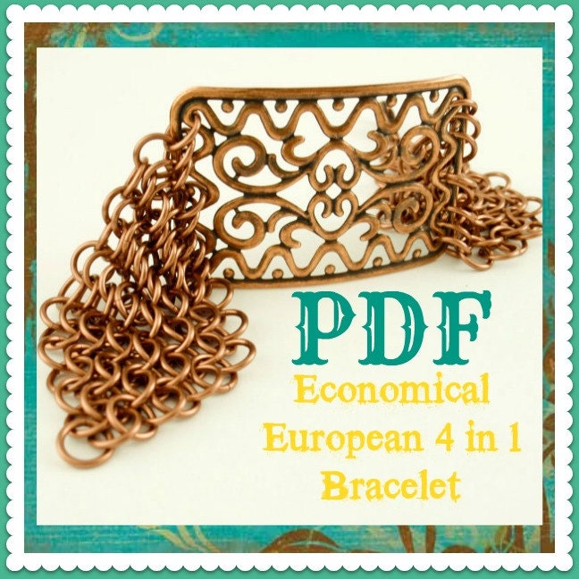 PDF Chainmail Tutorial - Economical European 4 in 1 Bracelet - Beginners