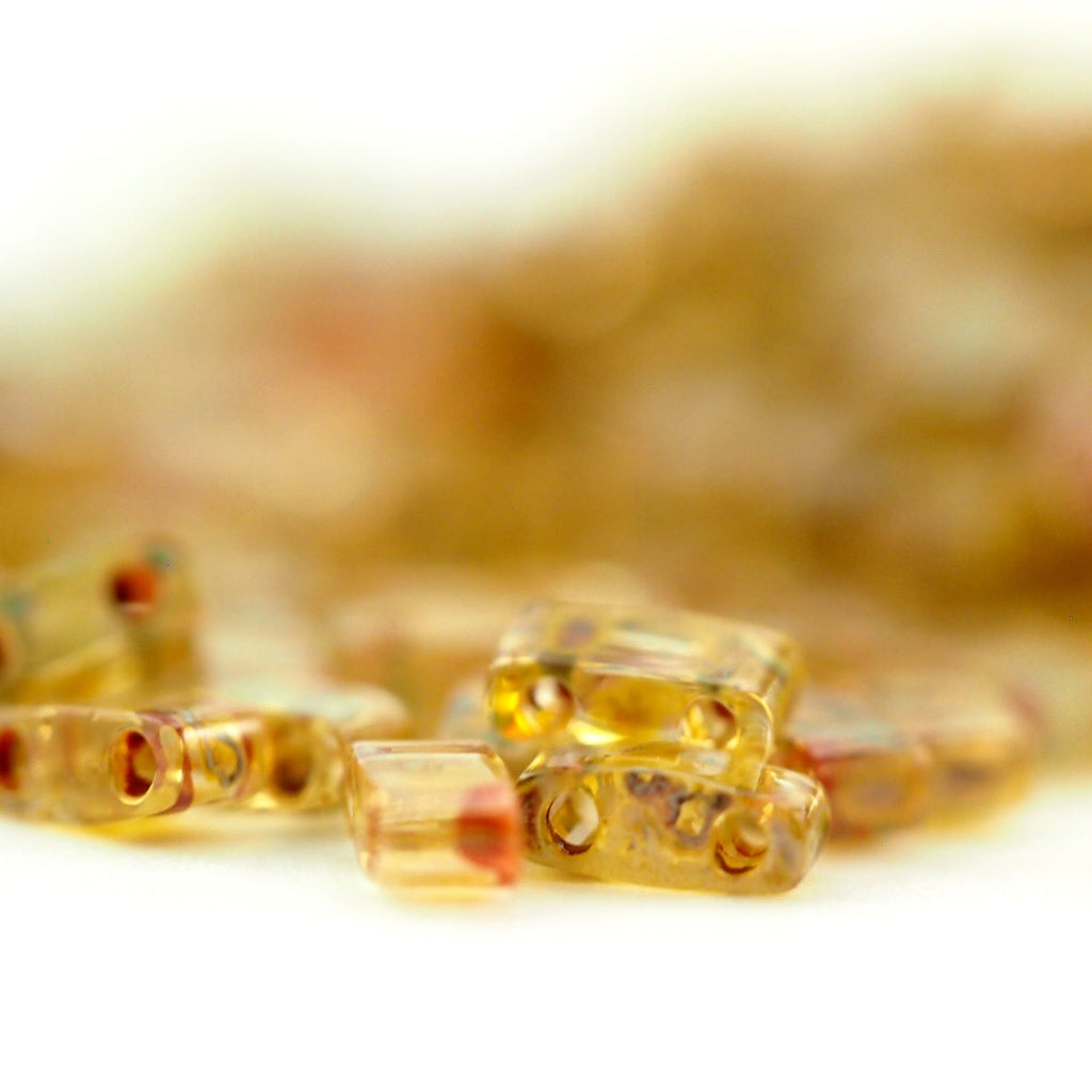 Transparent Light Topaz Picasso Miyuki Half Tila Beads - 2.3mm X 5mm - 100% Guarantee