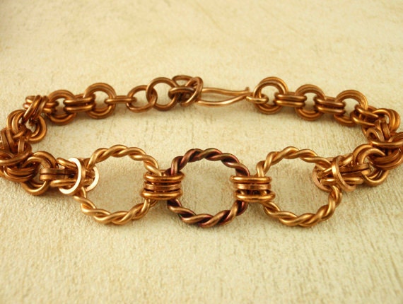 PDF Chainmail Tutorial -  Rustic Bronze Earrings and Bracelet  - Beginners and Intermediate