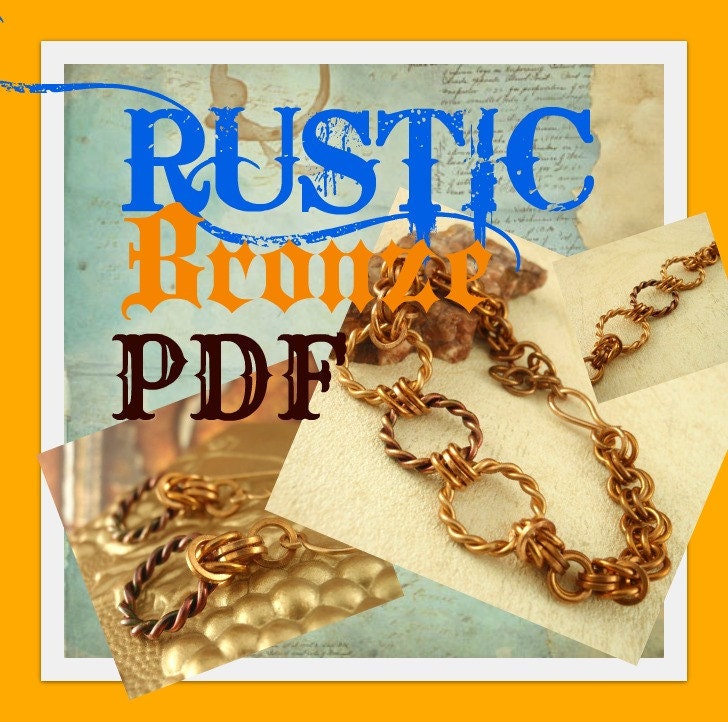 PDF Chainmail Tutorial -  Rustic Bronze Earrings and Bracelet  - Beginners and Intermediate