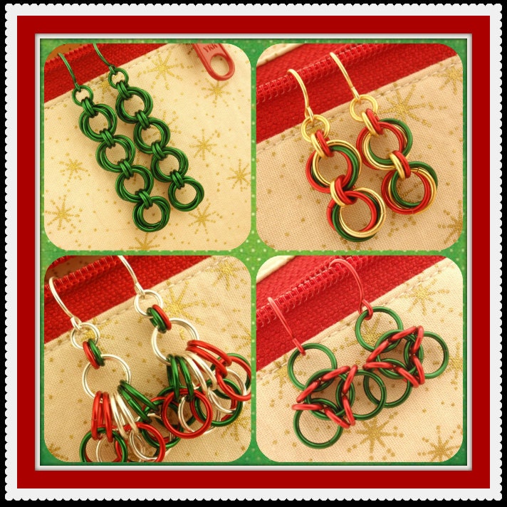 Chainmaille Christmas Earring Tutorials - 3 Weaves - Instant Download PDF