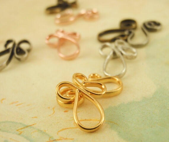 4 Petite Hook and Eye Clasps - 22mm X 8.5mm - Silver Plated, Gold Plated, Antique Silver or Antique Gold - 100% Guarantee