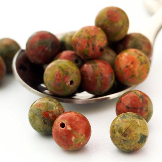 Grade B Round Unakite Beads - Great Economical Choice in 2mm, 3mm, 4mm, 6mm, 8mm, 10mm, 12mm, 14mm