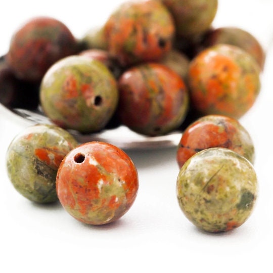 Grade B Round Unakite Beads - Great Economical Choice in 2mm, 3mm, 4mm, 6mm, 8mm, 10mm, 12mm, 14mm