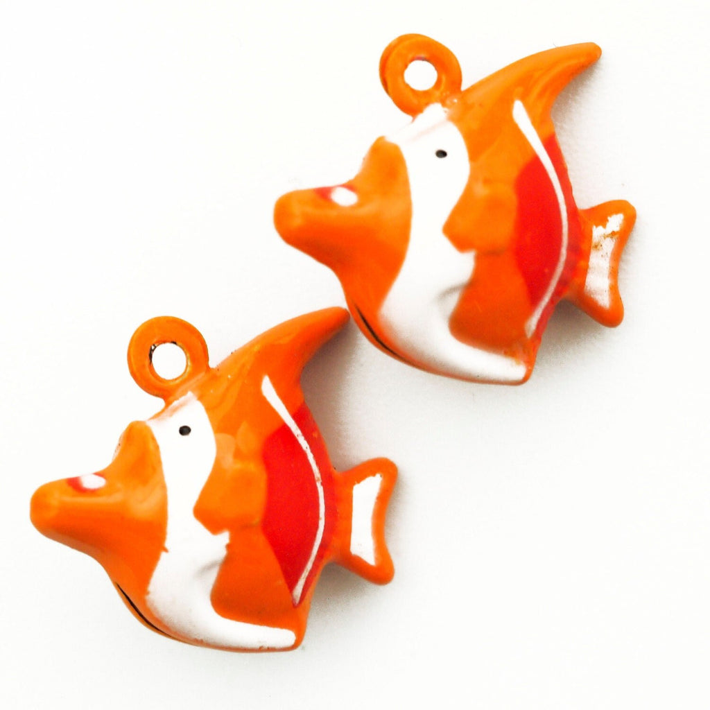 6 Orange Angelfish Bells 24mm X 21mm