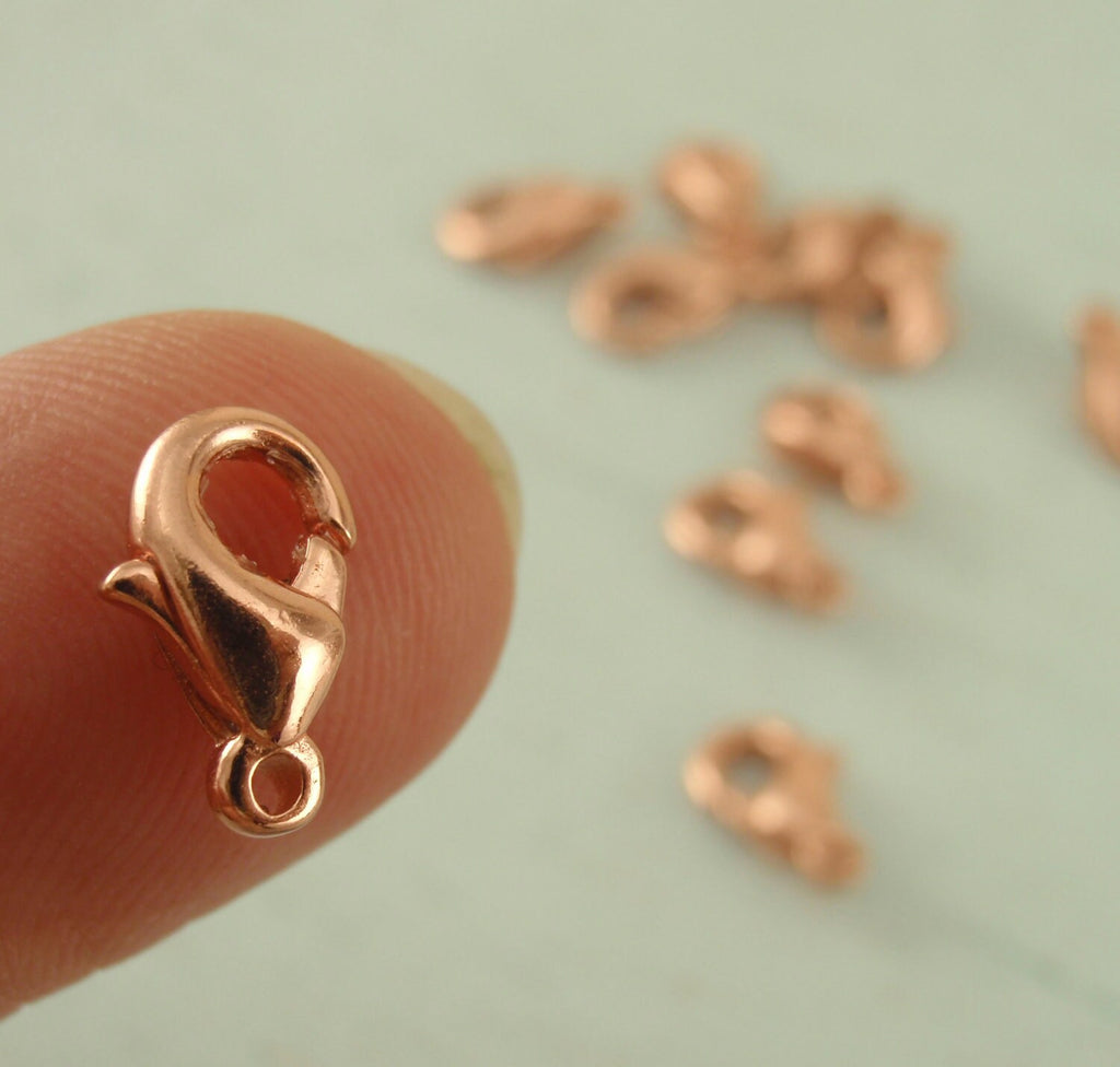 10 Lobster Clasps - Teardrop Style - Copper Plated Brass - Small 8.5mm X 6mm or Large 15mm X  8mm 100% Guarantee