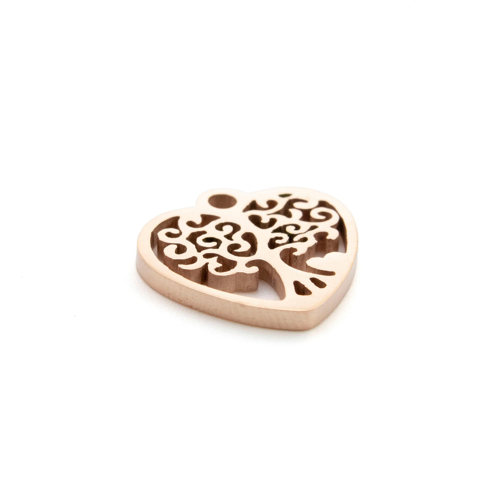 Clearance Sale 2 Rose Gold Plated Heart Charms with Filigree Tree Design
