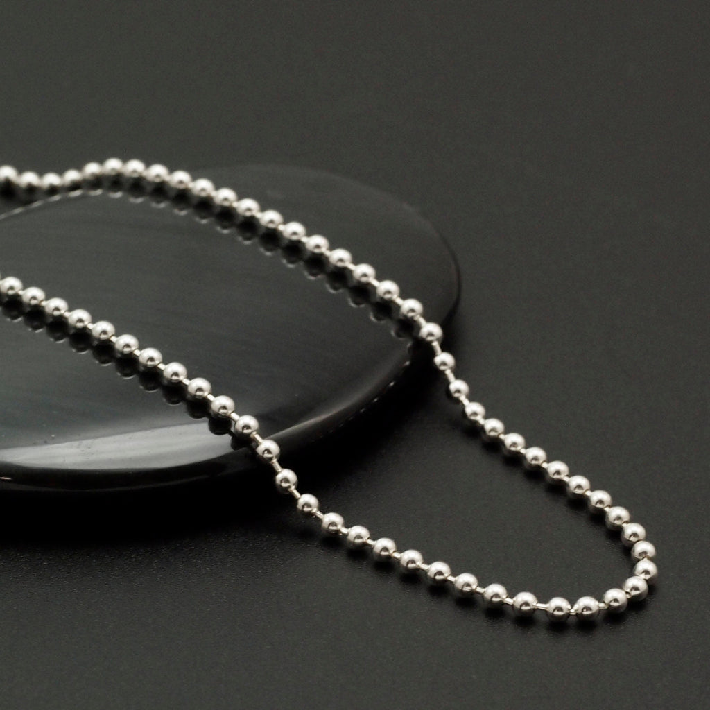 Sterling Silver Bead Chain - 1.8mm - By the Foot or Finished in Custom Lengths and Finishes - Bright, Antique or Black -  Made in the USA