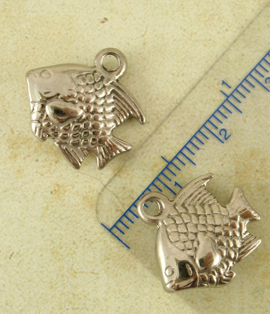 Stainless Steel Fish Charm, Pendant 18mm X 13mm
