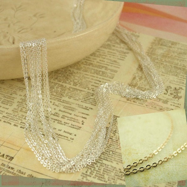 2 -1.2mm Silver or Gold Plated Cable Chains 18" or 16" lengths - Finished with Clasp - Made in the USA - These Are The Best