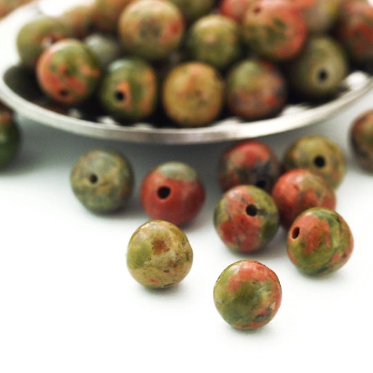 Grade B Round Unakite Beads - Great Economical Choice in 2mm, 3mm, 4mm, 6mm, 8mm, 10mm, 12mm, 14mm