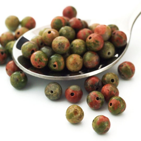 Grade B Round Unakite Beads - Great Economical Choice in 2mm, 3mm, 4mm, 6mm, 8mm, 10mm, 12mm, 14mm