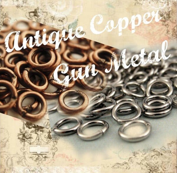 100 Antique Copper or Gunmetal Jump Rings 20 gauge 5mm OD - Best Commercially Made - 100% Guarantee