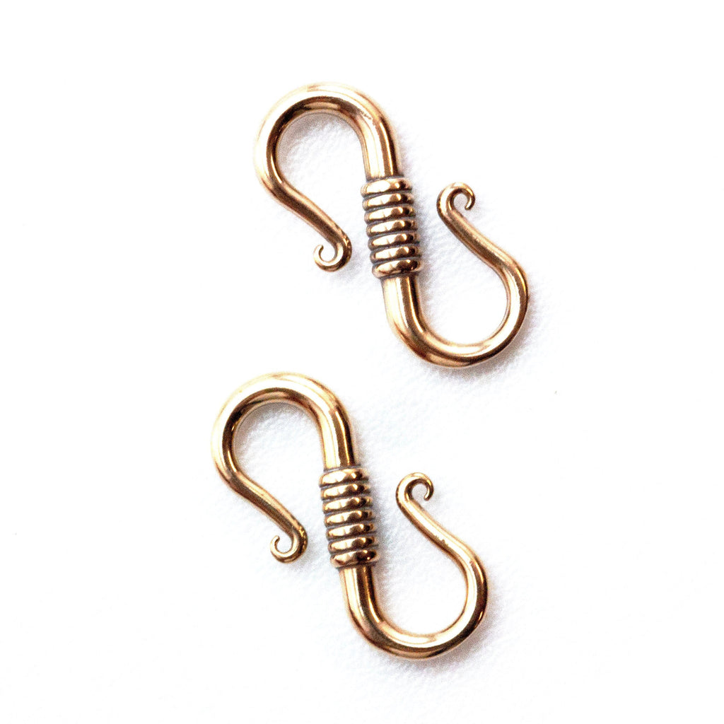 1 Bronze S Hook Clasp - 15.3mm X 7.3mm - Made in the USA - 100% Guarantee