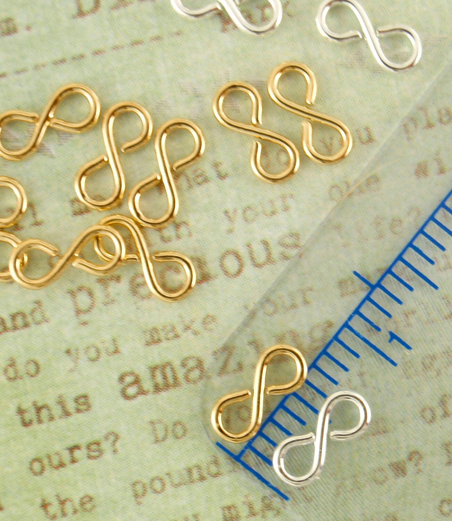 25 Infinity Figure Eight Links -Version I - 7mm x 3mm - Silver Plate, Gold Plate, Gunmetal or Antique Gold - 100% Guarantee