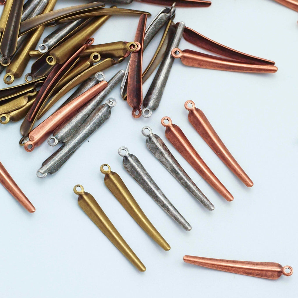30 Curved Dagger Charms 22mm X 6mm - 100% Guarantee - Antique Silver, Antique Copper, Antique Gold