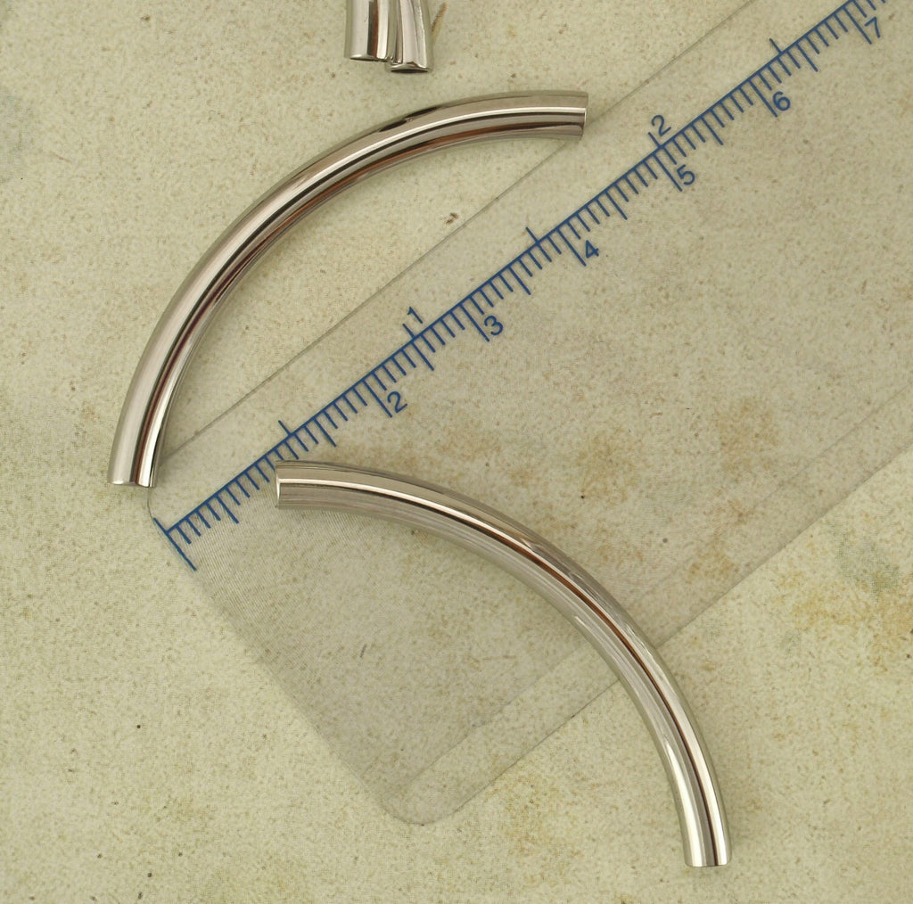 2 Surgical Steel CURVED Tube Beads - 49mm x 4mm