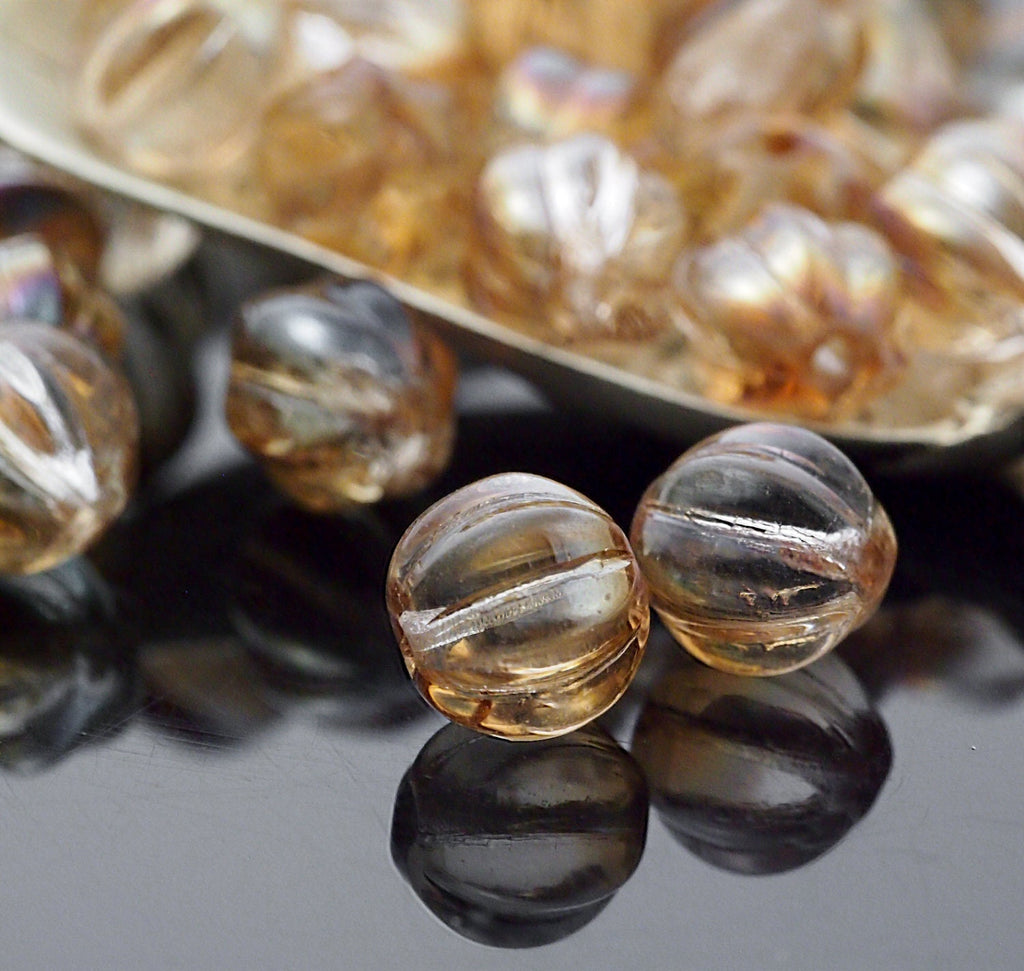 15 - 8mm Crystal Celsian Melon Beads - Czech Glass Rounds - 100% Guarantee