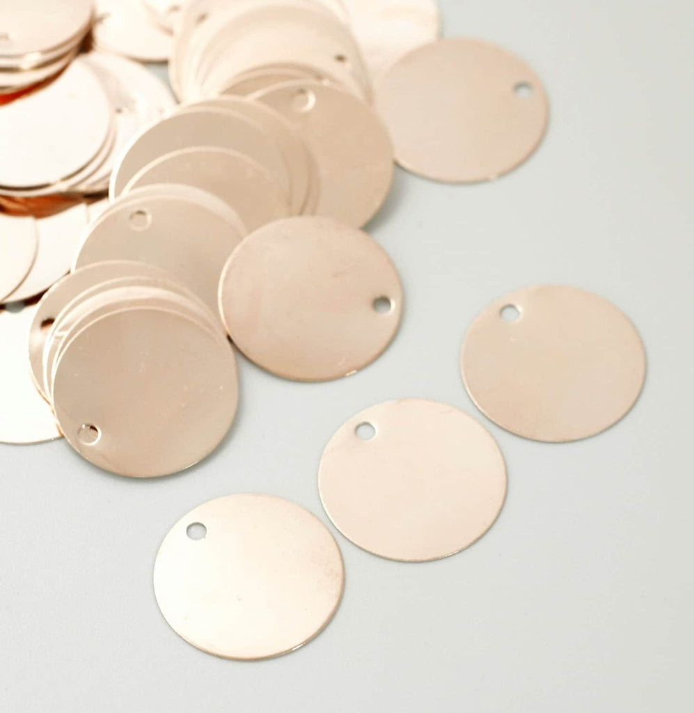 Clearance Sale - 10 Rose Gold Plated Drops Discs Blanks - 22mm - Easy to Stamp - 100% Guarantee