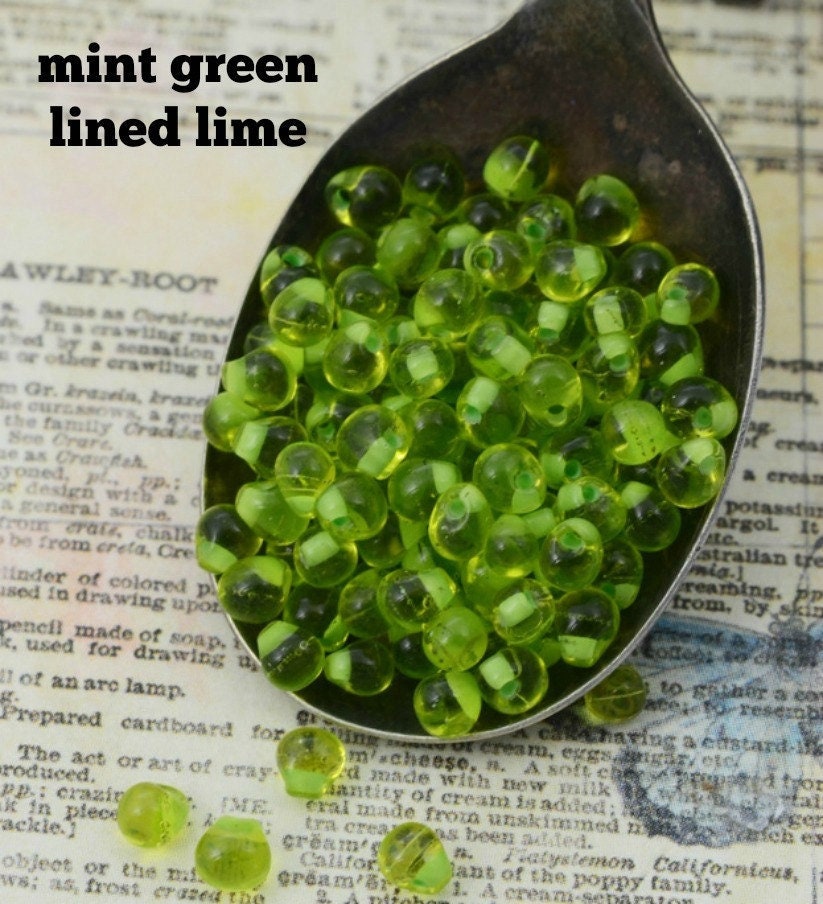 Mint Green Lined Chartreuse Miyuki Drop Beads