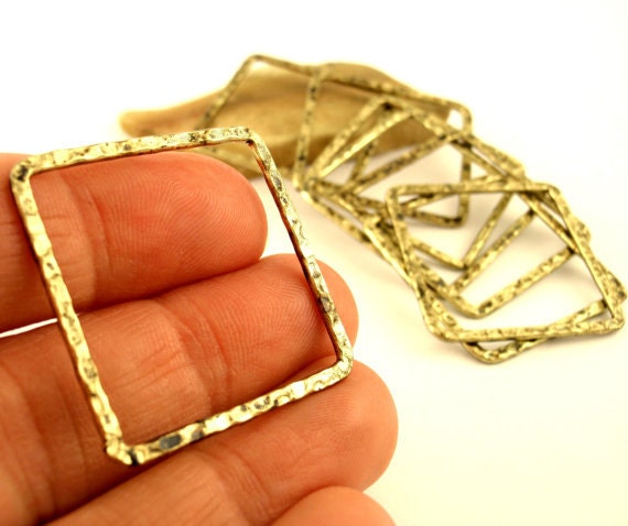 6 Hammered Square Link Components - 30mm - 6 Finishes - 100% Guarantee