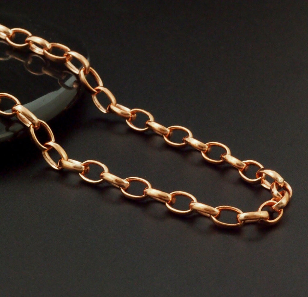Solid Copper 3.8mm Links - Oval Rolo Cable Chain - By the Foot or Finished
