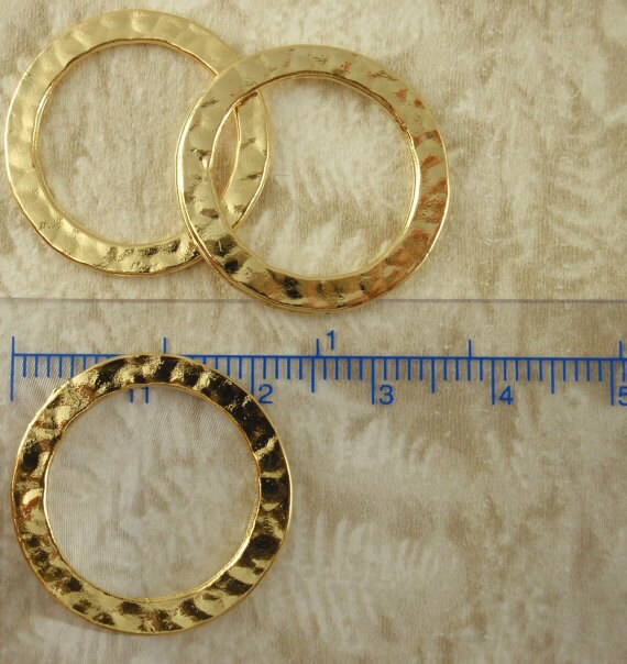 4 Premium Hammered Round Components - 24mm - Gold Plated or Silver Plated - 100% Guarantee
