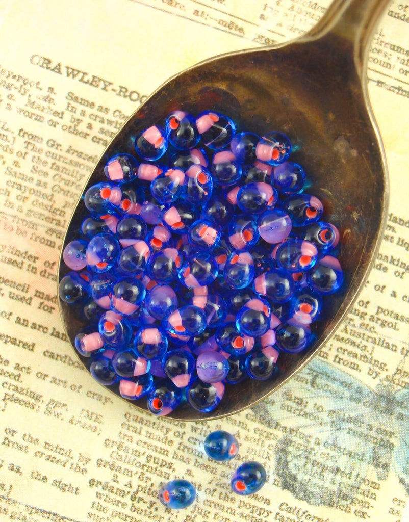 Raspberry Lined Sapphire Miyuki Drop Glass Beads