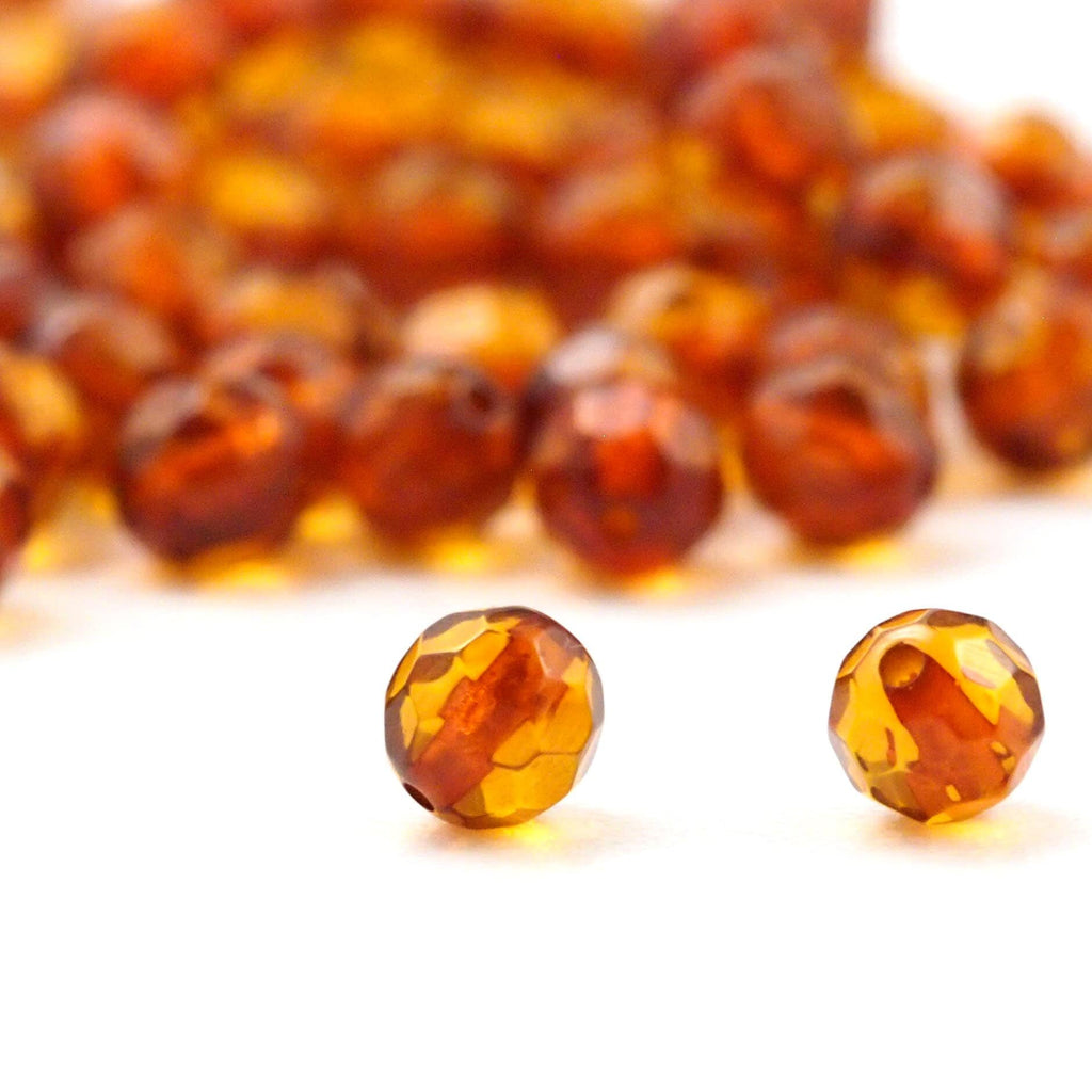 10 - 4mm Faceted Round Baltic Amber Beads - Grade A 100% Guaranteed Satisfaction