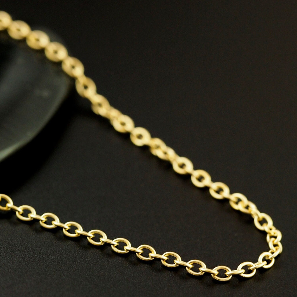 Solid Brass 2.6mm Oval Cable Chain - By the Foot or Finished with a Gold Plate Lobster Clasp  - Made in the USA
