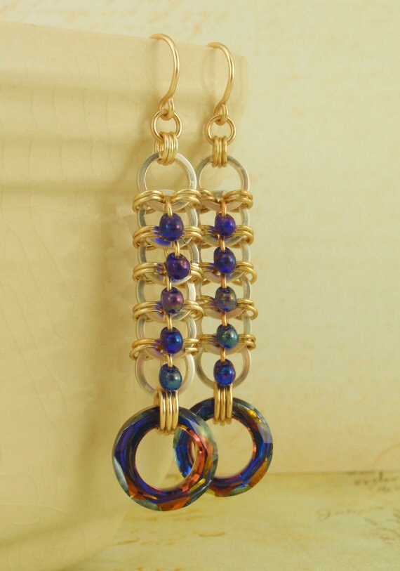 Basic Chainmaille Tutorial - Crystal Volcano Earrings