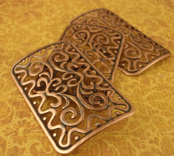 1 Large Rectangle Filigree Focal - 49mm x 32mm in Silver Plate, Antique Silver, Gold Plate, Antique Gold, Antique Copper or Gunmetal