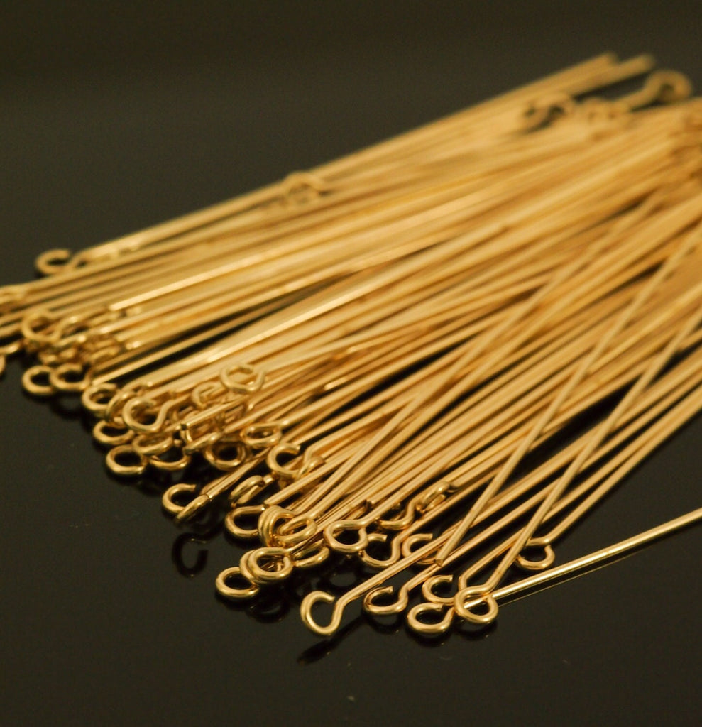 10 Sterling Silver, 14kt Yellow Gold Filled, Rose Gold Filled Eye Pins - Handcrafted in Your Choice of Gauge and Length