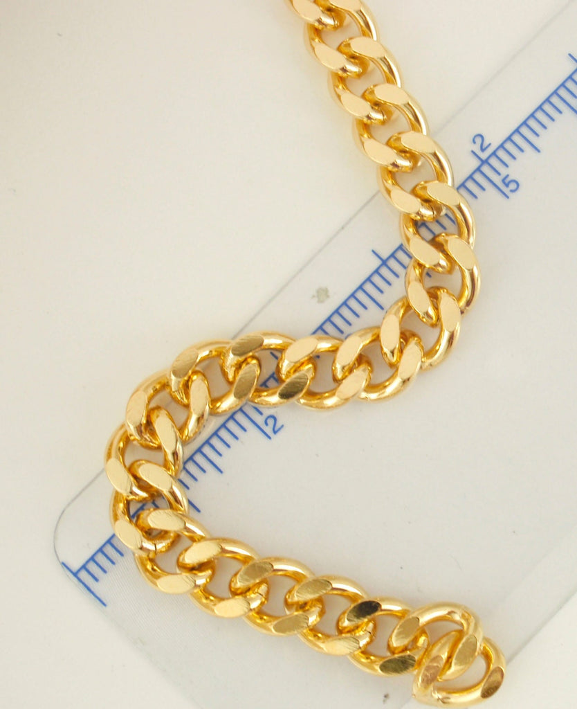 Diamond Cut Curb Chain - 6.8mm - 14kt Gold, 18kt Gold, or Rhodium Plated - You Pick Length - Made in the USA
