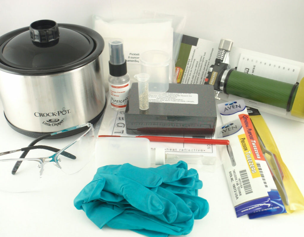 Soldering Kit for Sterling Silver - Torch, Tweezers, Pad, Block, Non Toxic Pickle, Glasses, Gloves