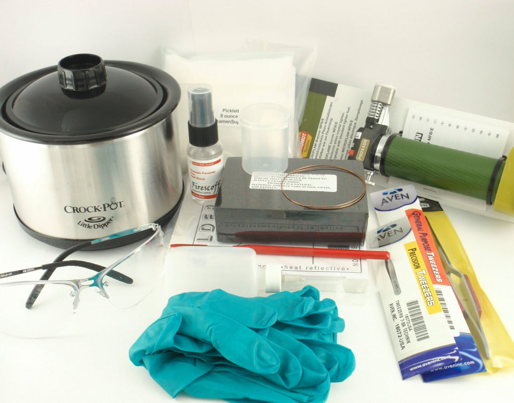 Soldering Kit for Copper and Bronze - Torch, Tweezers, Pad, Block, Non Toxic Pickle, Glasses and Gloves