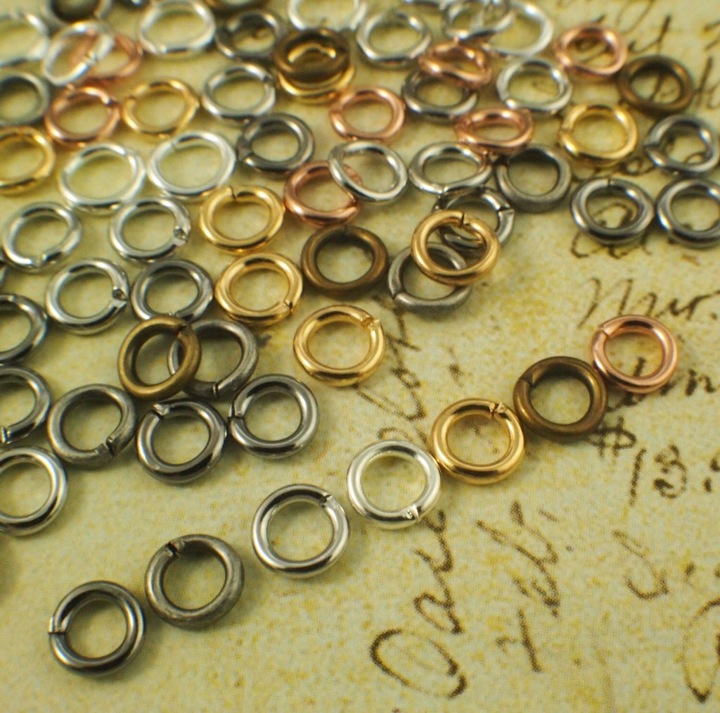 100 - 18 gauge 5mm OD  Jump Rings - Silver Plate, Gold Plate, Antique Silver, Antique Gold, Gunmetal,  Best Commercially Made