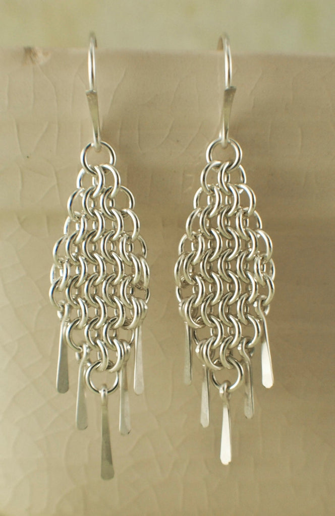 European 4 in 1 Diamonds and Fringe Chainmaille Earring Tutorial - PDF