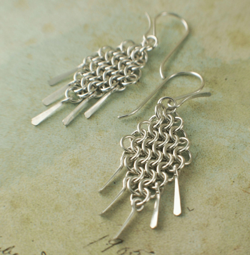 European 4 in 1 Diamonds and Fringe Chainmaille Earring Tutorial - PDF