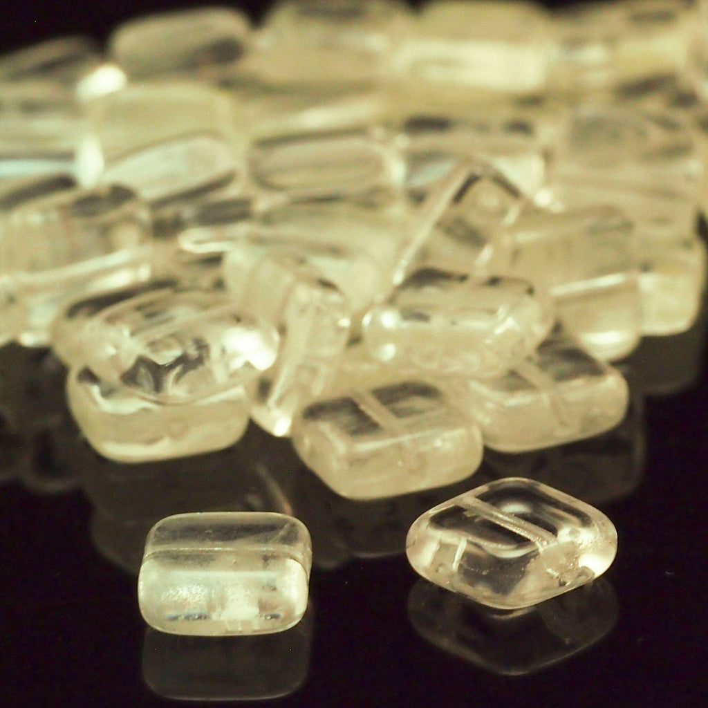 10 - 9mm Glow in the Dark Square Crystal Beads - Czech Pressed Glass - 100% Guarantee