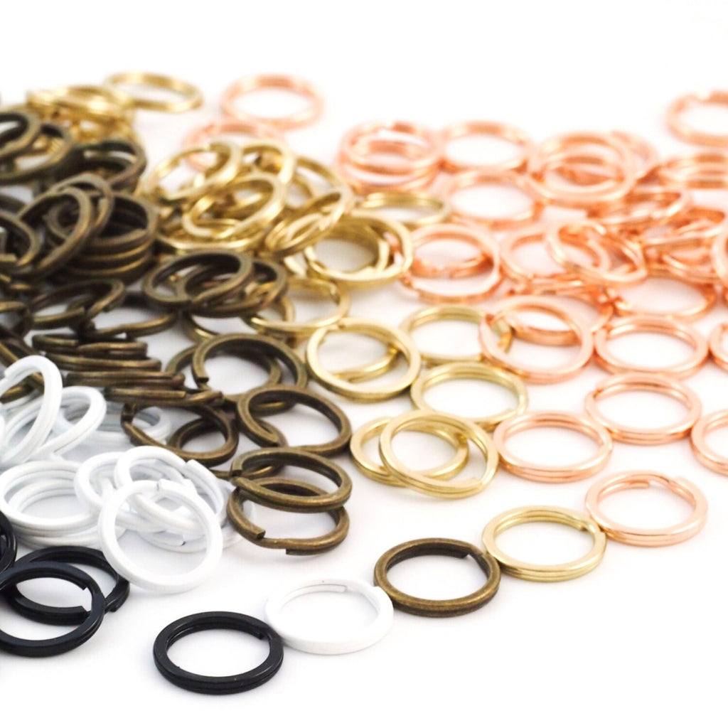 40 Premium 15mm Split Rings - Black, White, Gold Color and Antique Gold - Clearance Sale