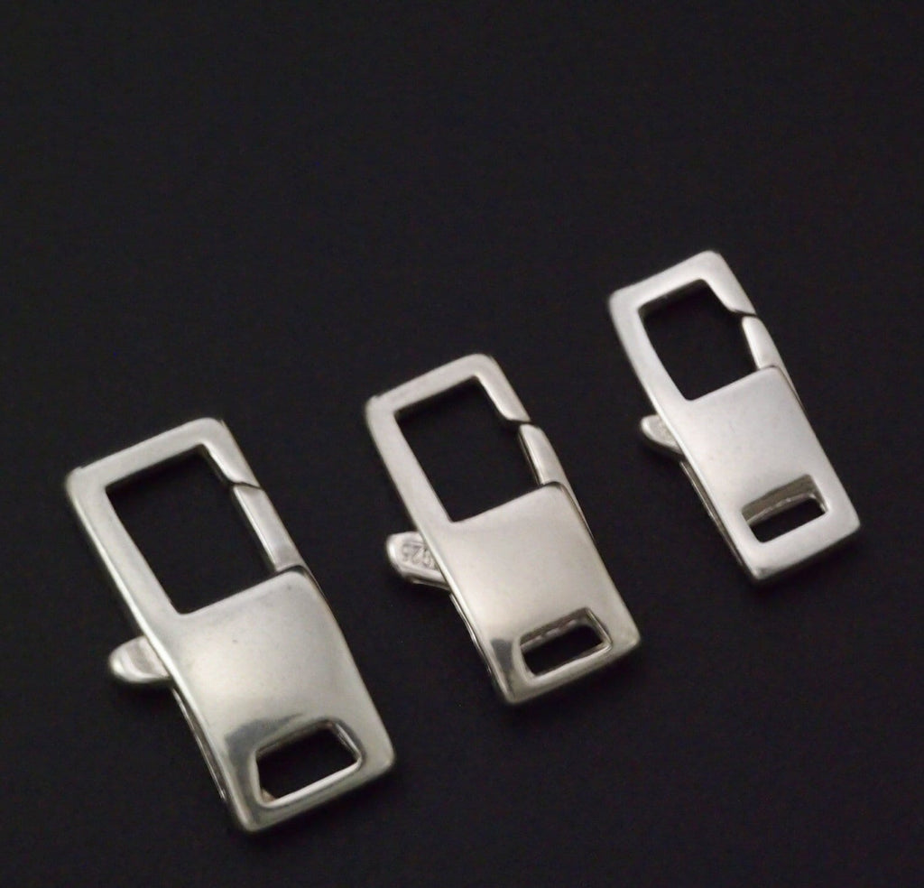 1 Sterling Silver Square Lobster Clasp - Small, Medium or Large - Shiny, Antique or Black - Made in the USA - 100% Guarantee