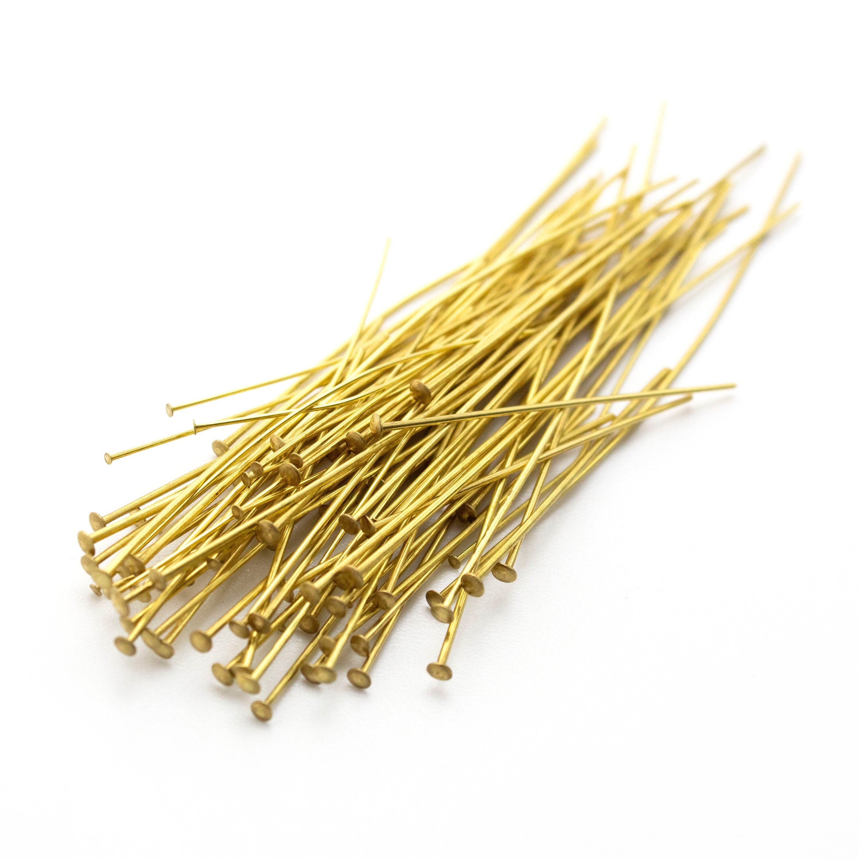 100 Yellow Brass Flat Head Pins - 20, 21, or 24 gauge - These are