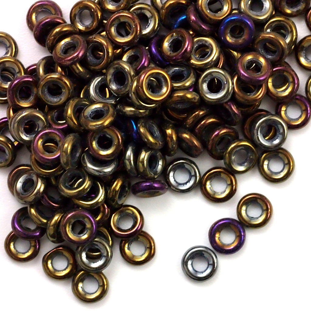 40 - 6mm X 2mm Brown Iris Donut Czech Glass Beads - 100% Guarantee